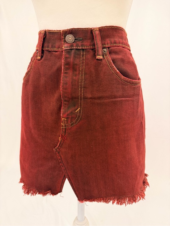 Nasty Gal Dresses & Skirts - Nasty Gal x‎ Levis’s Red Denim Mini Skirt with Frayed Hem